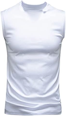 Camiseta masculina de Hedmy sem mangas T-shirt básico Mock Turtleneck Slim Fit Subsirt Pullover Tamas tanques térmicos