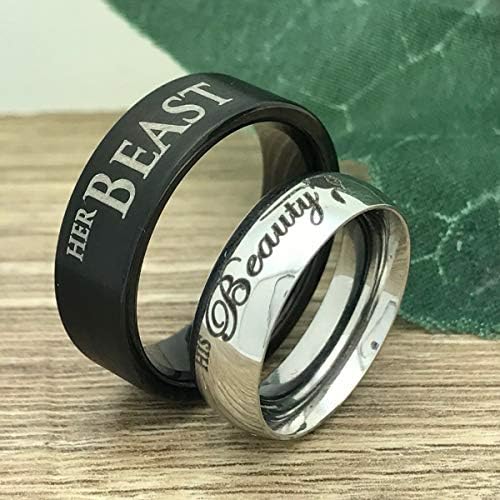 Sua beleza a anel de besta de seu anel de aço inoxidável de aço de casamento Promessa de noivado de aniversário Ring de Natal Presente
