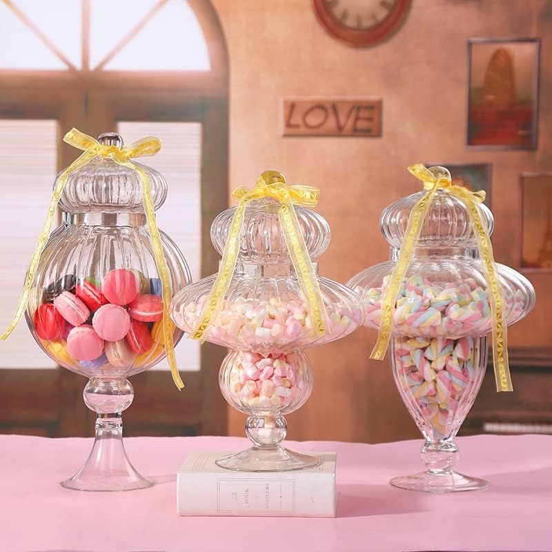 SDGH estilo europeu com uma jarra de vidro de tampa para alimentos Sweets Decoração sobremesa de mesa de vidro Recipiente garrafas de armazenamento jar