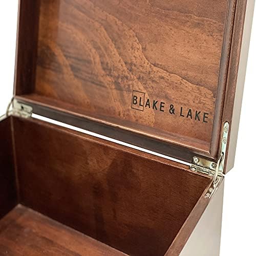 Blake & Lake Grande Caixa de madeira com tampa articulada - caixa de armazenamento de madeira com tampa - caixa de