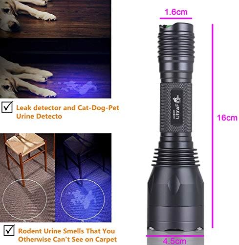 Lanterna de luz preta UV UV para cura cola UV, poderosas lanternas de 395 nm LED Blacklight, detector de mancha de estimação para urina para cães, detector de corante H-p3