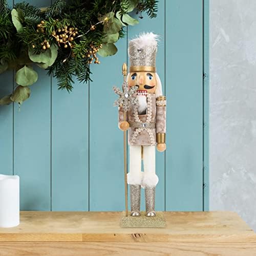 Didiseaon grande quebra -nozes de nutcacker figuras decoração decoração de madeira flácio de neutro de noz -rache de nozes figuras de férias de férias estátua de boneco colecionável Ornamento de 38 cm de nozes
