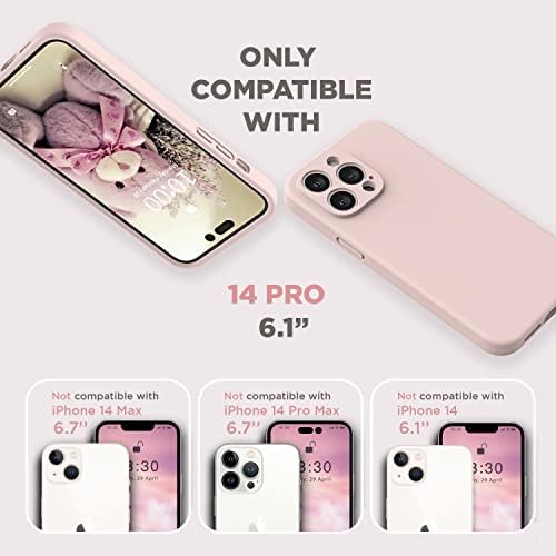 Caixa de silicone de areia rosa Surphy + 3 Protetor de tela de embalagem para iPhone 14 Pro 6,1 polegadas