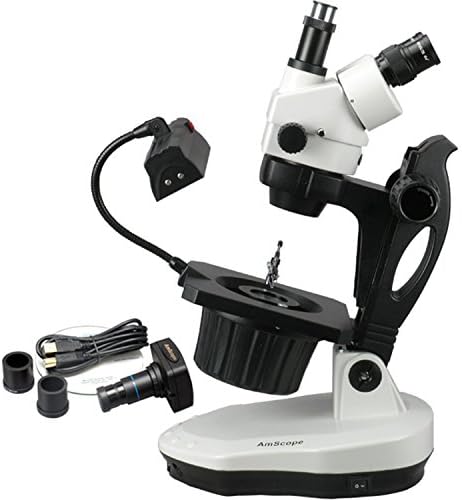 AMSCOPE GM400TZ-10M Microscópio de zoom estéreo de estéreo trinocular digital, WH10X, ampliação de 3.5x-90x, objetivo