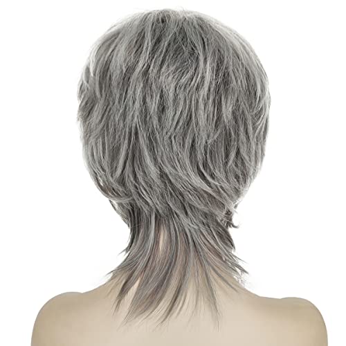 Perucas curtas de zni para mulheres brancas de cabelos grisalhos para mulheres com franja natural fofa pixie cortada perucas sintéticas macias para festas diárias zn006