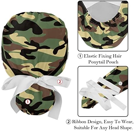 Capas médicas ratgdn para mulheres com botões longos cabelos longos, boné de trabalho ajustável de 2 peças, padrão de guarda -chuvas