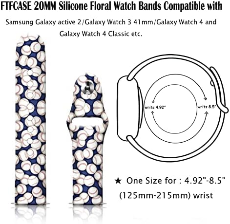 Bandas esportivas de silicone de 20 mm compatíveis para Samsung Galaxy Watch 4 40mm 44mm/clássico 42mm 46mm/relógio 3 41mm,