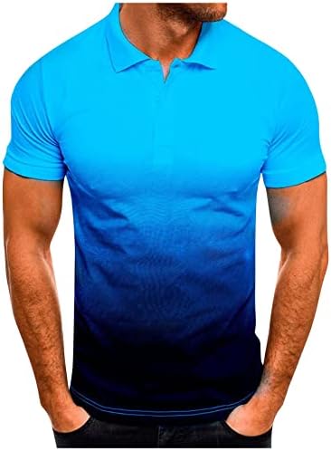 Wenkomg1 Sports Button Down Top for Men Sport Gradient Camise