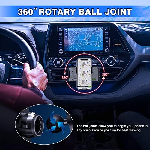 Karltys Compatível com o suporte para celular Toyota Highlander 2020-2023 Acessórios Montante de ventilação do telefone celular de carro para todos os telefones de 4-8 polegadas Mãos de capa grossa grátis