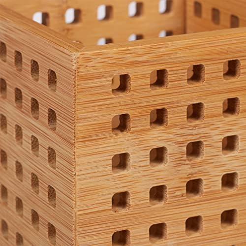 Relaxdays Bamboo Solder, caixa de utensílios de madeira para canetas e tesouras, estilo country, natural, HWD 11 x 9 x