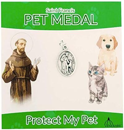 Medalha de animais de estimação de São Francis de Vennerare | Pequeno charme de colar de animais ovais | Um ótimo presente