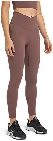 CHI x Mulheres da cintura transversal Controle de perneiras para mulheres - calças de ioga com bolsos de cintura alta para o treino