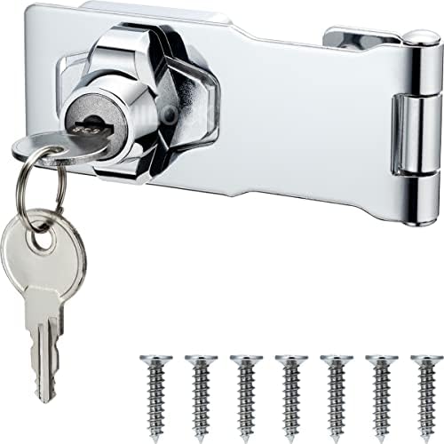 VIILOCK 2 PACK Locks HASP com teclas, 4 polegadas Chrome Twist Knob Twist com chave HASP para gavetas, armários, armários