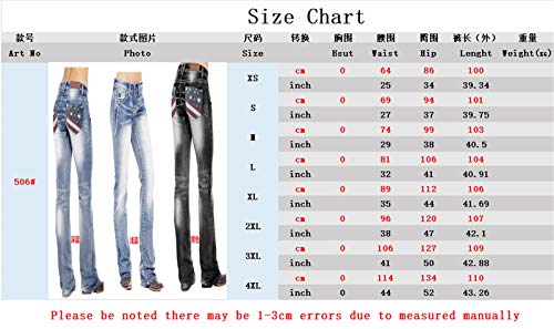 Bandeira Americana de Mulheres Genéricas Jean Lavado Bootcut Jean Jeans Casual Jeans Básico Jeans Vintage Calças Jeans de