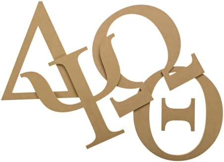 Artesanato de Joepaul Cartas gregas de madeira - 12 - Phi - Fraternidade/irmandade Premium inacabado letras para decoração