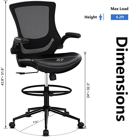 Cadeira de desenho misolante, cadeira alta de escritório para mesa de pé, cadeira de cadeira de mesa em pé com suporte lombar