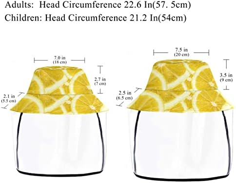 Chapéu de proteção para adultos com escudo facial, chapéu de pescador anti -sun tap, fatia amarela de limão