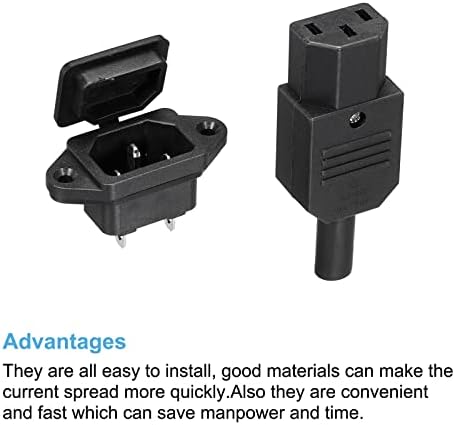 Mecccanity AC250V 10A 3 PINS Adaptador de plugue conector IEC320 C13 Feminino 3 pacote e IEC C14 Adaptador de plugue de montagem