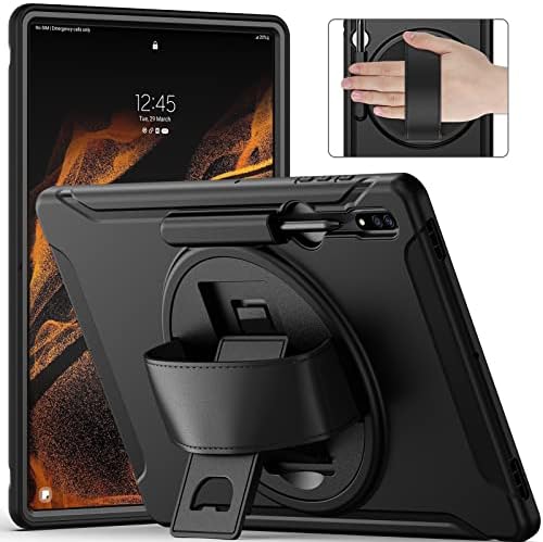 Junfire Protective Case for Galaxy Tab S8 Ultra 14,6 polegada 2022, capa Ultra Rugged de Samsung Tab S8 com alça de mão Kickstand