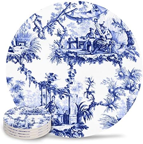Uxzdx azul chinoiserie toile montanhas -russas de cerâmica