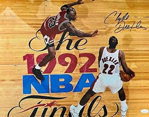 Clyde Drexler assinou autografado 16x20 foto JSA Authen Portland Trail Blazers 1 - Fotos autografadas da NBA