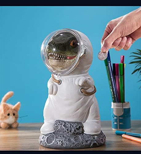 Massjoy Creative Resin Dinosaur Astronaut Piggy Bank Coin Bank Saving Pot Money Box.