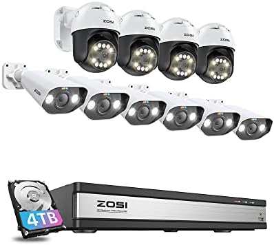 Sistema de câmera de segurança ZOSI 4K 16CH POE com detecção de veículos da AI Face Pessoa, câmeras IP de bala de 6 x 5MP e câmeras