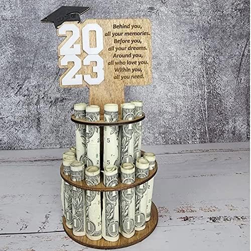 2023 Presente de graduação Criativo Converter Parabéns Pós -graduação titular de graduação Dinhor de dinheiro em camadas de graduação Cartões de decoração de bolo de dinheiro para colegas de formatura Presentes
