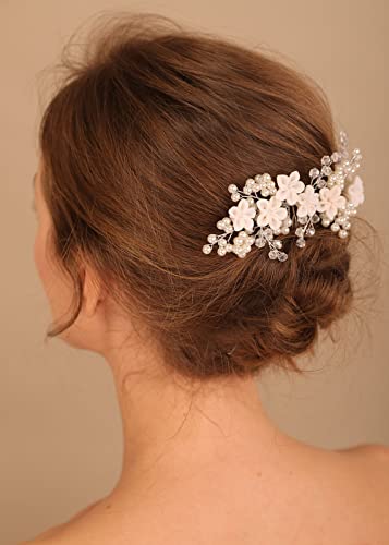 Denifery Flower Hair Hair Pente Pearl Hair pente penteado Cridal Wedding Hair Acessórios para noivas e dama de honra