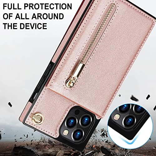 Caixa da carteira XYX para iPhone 12 Pro Max, Crossbody Strap Pu Zipper Pocket Phone Case Girl Witht Holder Ajuste