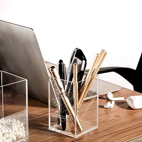 2 peças portador de caneta acrílica, clear espessura de mesa de base de compra de lápis Organizador de papelaria para acessórios de mesa de escritório