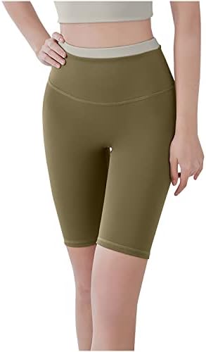 Shorts de ioga de cintura alta para mulheres barriga de controle de barriga shorts coloridos blocos de cor de shorts sem costura levantando