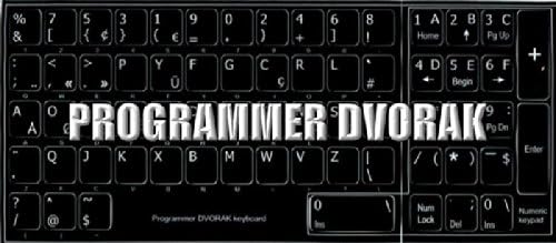 Programador DVORAK NÃO TRANSPARENTE TABELOBILIZADO LAYOUT DE LAYOUT preto ou branco para desktop, laptop e notebook