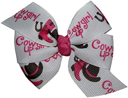 WD2U Girls 3 Small Pink Cowgirl Up Rodeo Grosgrain Cabelo Cleaw Alligator Clip