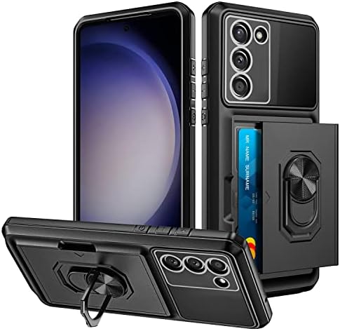Vofolen para Galaxy S23 Plus Caso Carteira do cartão de crédito Id Id Slot Slot Porta deslizante Pocket Pocket com 360 ° Girão giratória