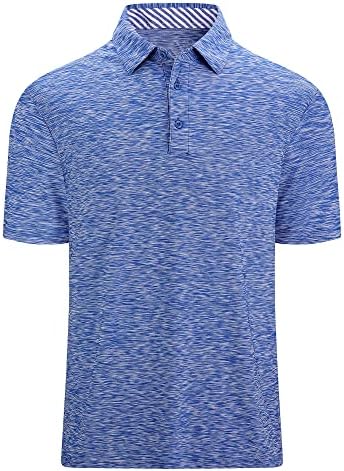 Camisas de pólo de golfe de Priumph Mens, manga curta de umidade rápida seco Wicking Golf Polo Camisetas para homens, azul m