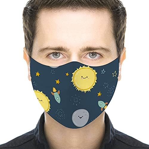 Criador de pó de poeira tampa de roupas de segurança máscaras de tecido design espacial foguete sol estrelas presente