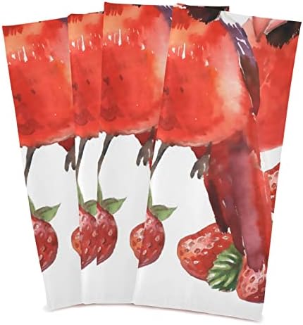 Summer Tropical Strawberries Toalha de cozinha Conjunto de toalhas de pássaros cardeais Conjunto de toalhas de 1 toalhas de chá Large 28''x18 '