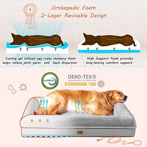 Espuma de memória Eheyciga Cama de cachorro extra grande com laterais, camas de cachorro à prova d'água ortopédica para