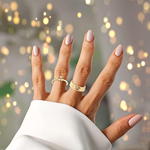 Anéis minimalistas para mulheres Engajamento Creative Hollow Casal Fashion Fashion Ring Rings Casamento Anéis fofos Tamanho 7