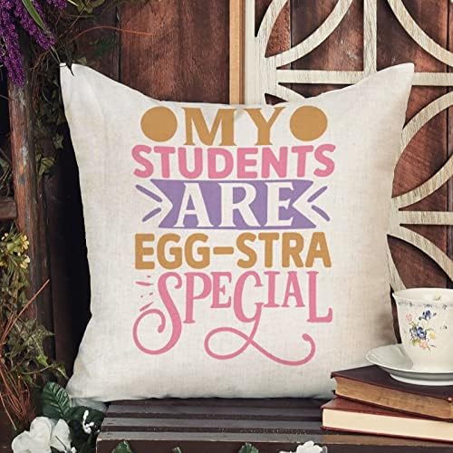 Meus alunos são o ovo Stra especial de travesseiro de páscoa de páscoa aquarela travesseiro de coelho da estação da primavera Flores de almofada de almofada de almofada com decoração de casa com zíper para sofá de sofá -cama carrocer 18x18in