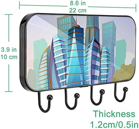 Montagem da parede da primavera de casaco de construção da cidade, rack de casaco de entrada com 4 enganche para chapéu de casaco Restas