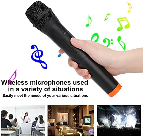 Microfone sem fio, VHF UNIVERSAL Handheld Wireless Mic amplification com receptor USB, plug and play para canto de karaokê,
