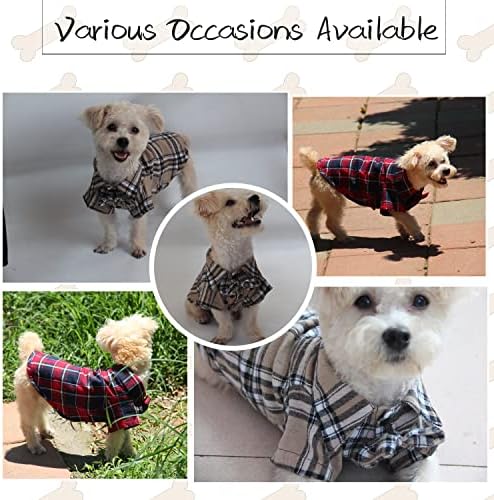 Roupas de camisa de estimação para cães e gatos, cachorrinho camisas de pólo de algodão xadrez adoráveis