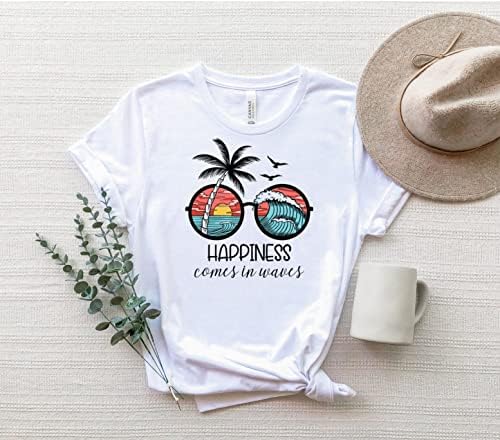 Retro Happiness Come In Waves Shirt, Summer Beach Facation Matching Shirt Gift for Squad