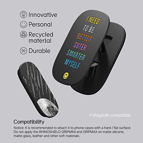 Rhinoshield Gripmax Compatível com MagSafe - Grip, Stand e Selfie Titular para telefones e casos, reposicionável e durável, com melhor