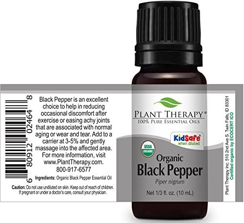 Terapia vegetal Óleo essencial orgânico de pimenta preta 10 ml puro, não diluído e terapêutico grau terapêutico