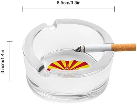 Arizona State Flag Bear Mountain Glass Ashray para cigarros redondo bandejas de cinzas para escritório em casa e restaurantes