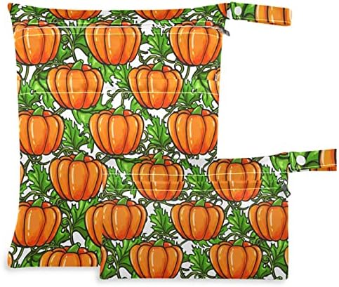 ZZXXB Pumpkin Imprimir bolsa molhada à prova d'água fralda reutilizável Saco seco molhado com bolso de zíper para viajar Piscina de