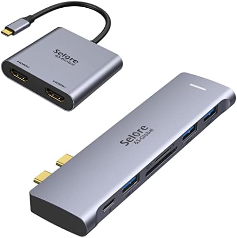 Adaptador USB C a Dual HDMI, Adaptador de 6 em 1 USB C para MacBook Pro/MacBook Air 2020 2019 2018 13 15 16